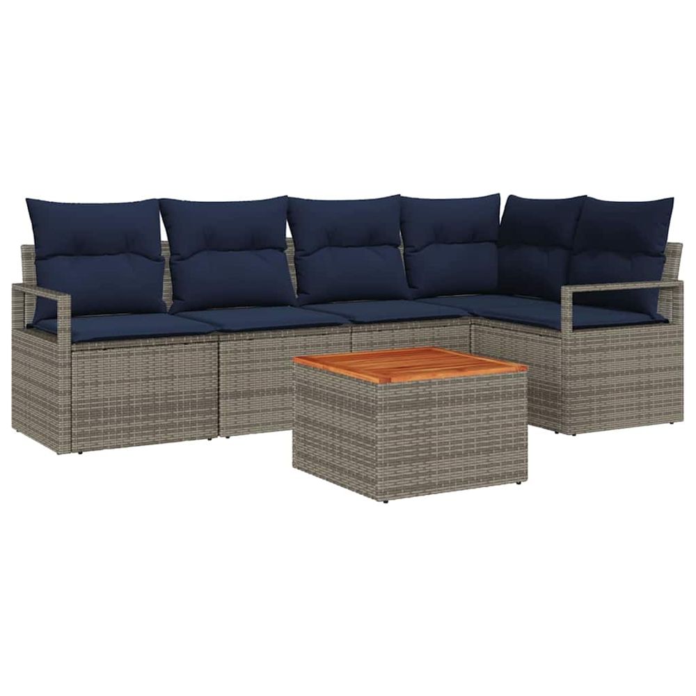 Ensemble de canapé de jardin 6 pc gris polyrotin