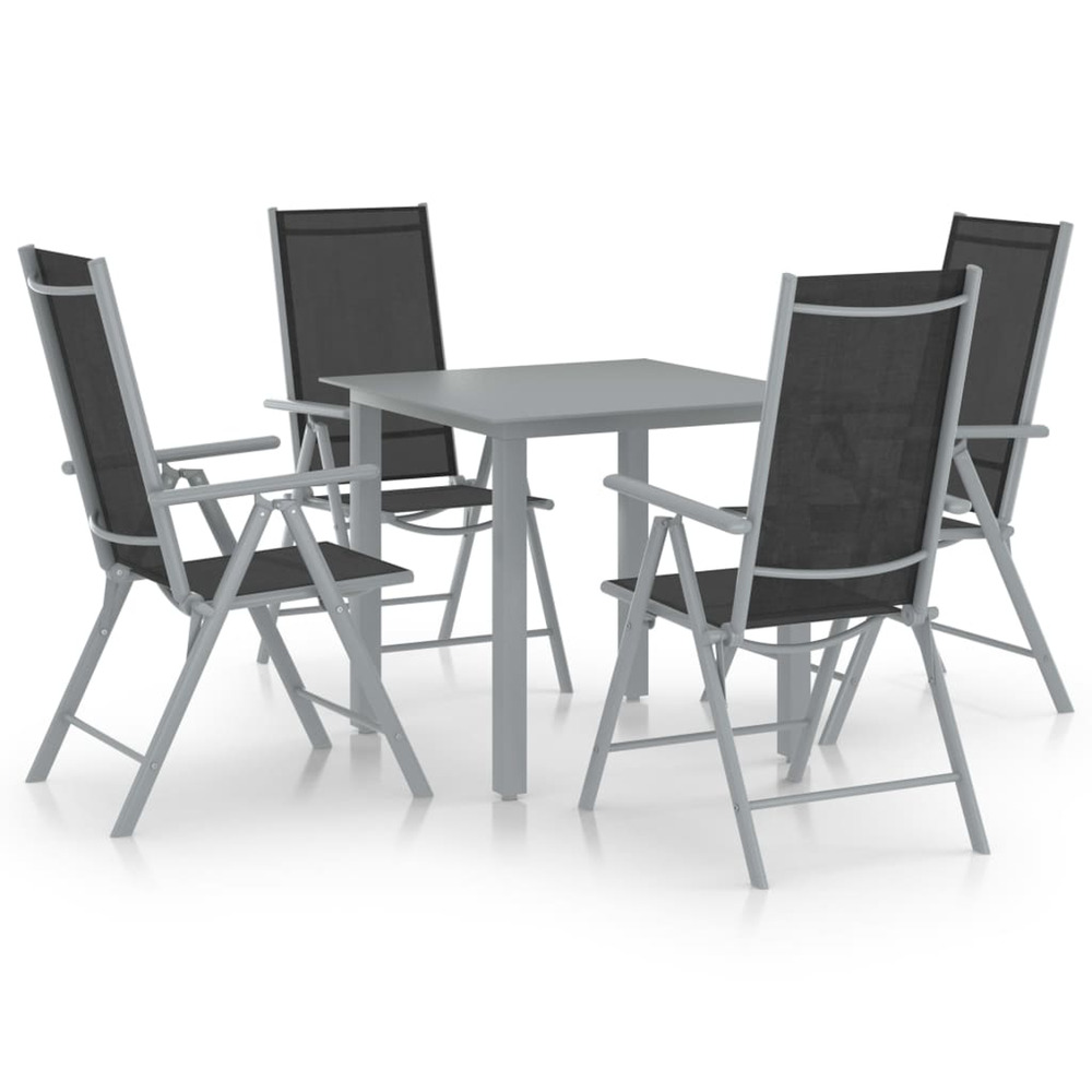 Ensemble à manger de jardin 5 pcs aluminium argenté et noir