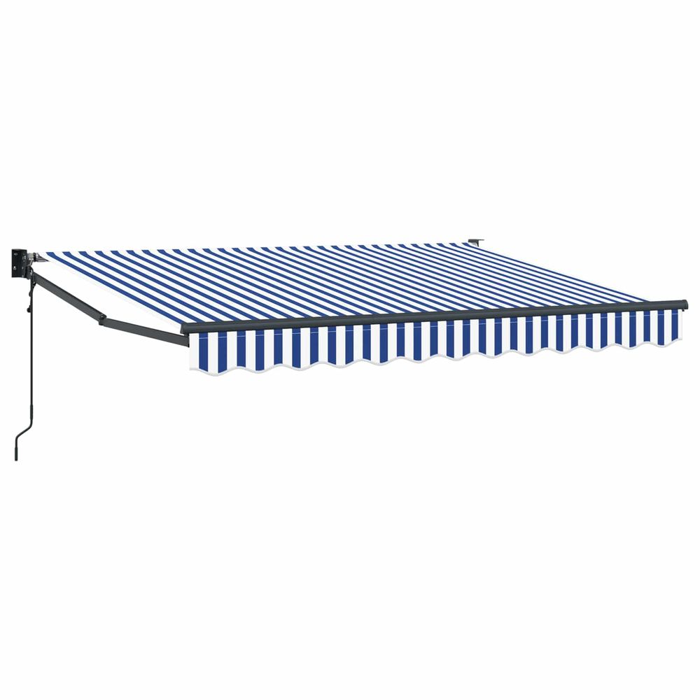 Auvent rétractable bleu et blanc 3,5 x 2 m polyester et métal