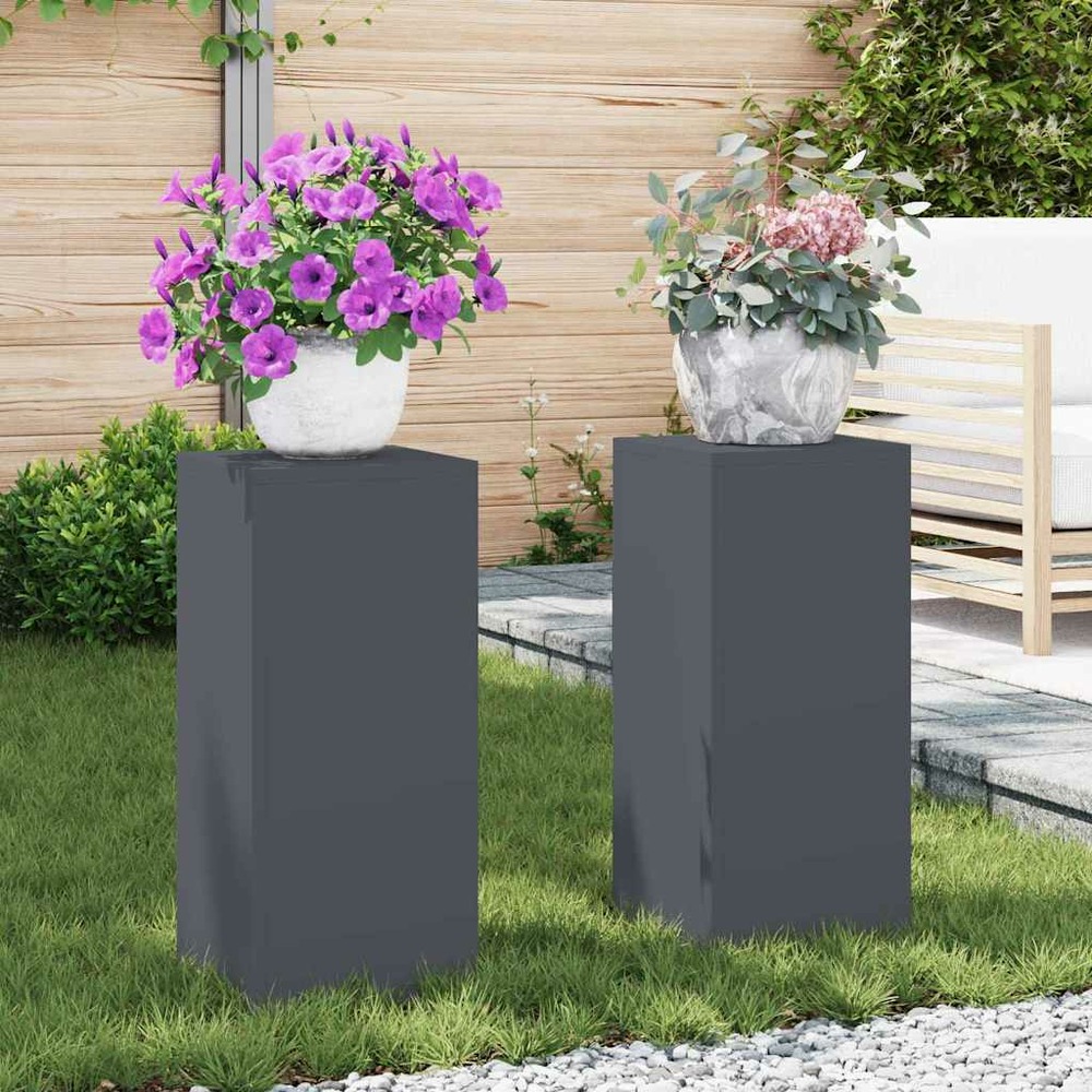 Support de plante 2 pcs anthracite 24 x 24 x 55 cm acier