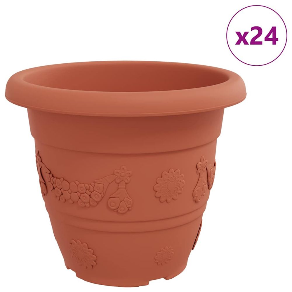 Pot à fleurs rond 24 pc rouge brique ø 39 x 32 cm plastique