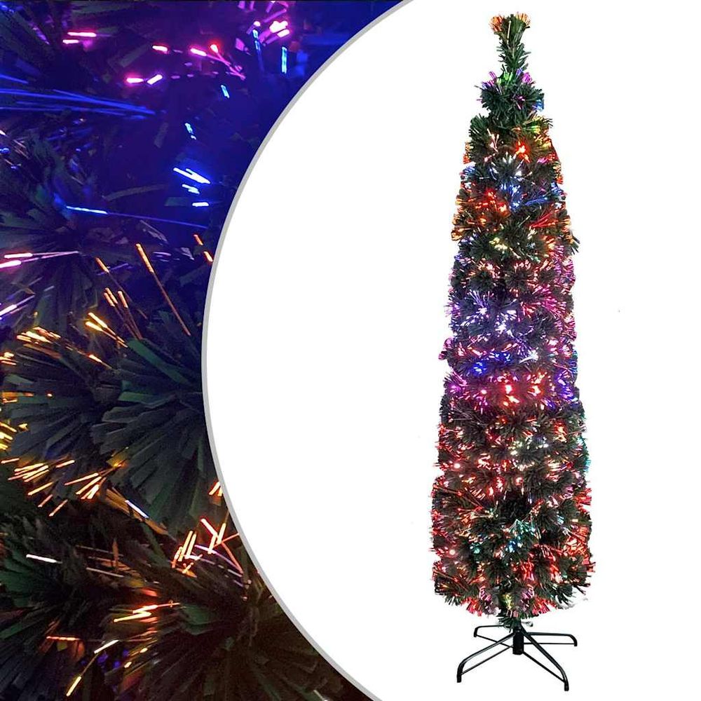 Sapin de noël artificiel fin fibre optique lumineuse pour salon vert 150 cm