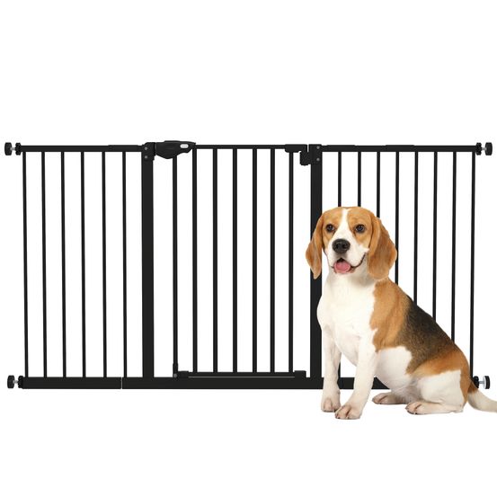 Barrière sécurité chien fer intérieur largeur réglable fermeture automatique 147.5x76.2cm noir - comfortxl pet living