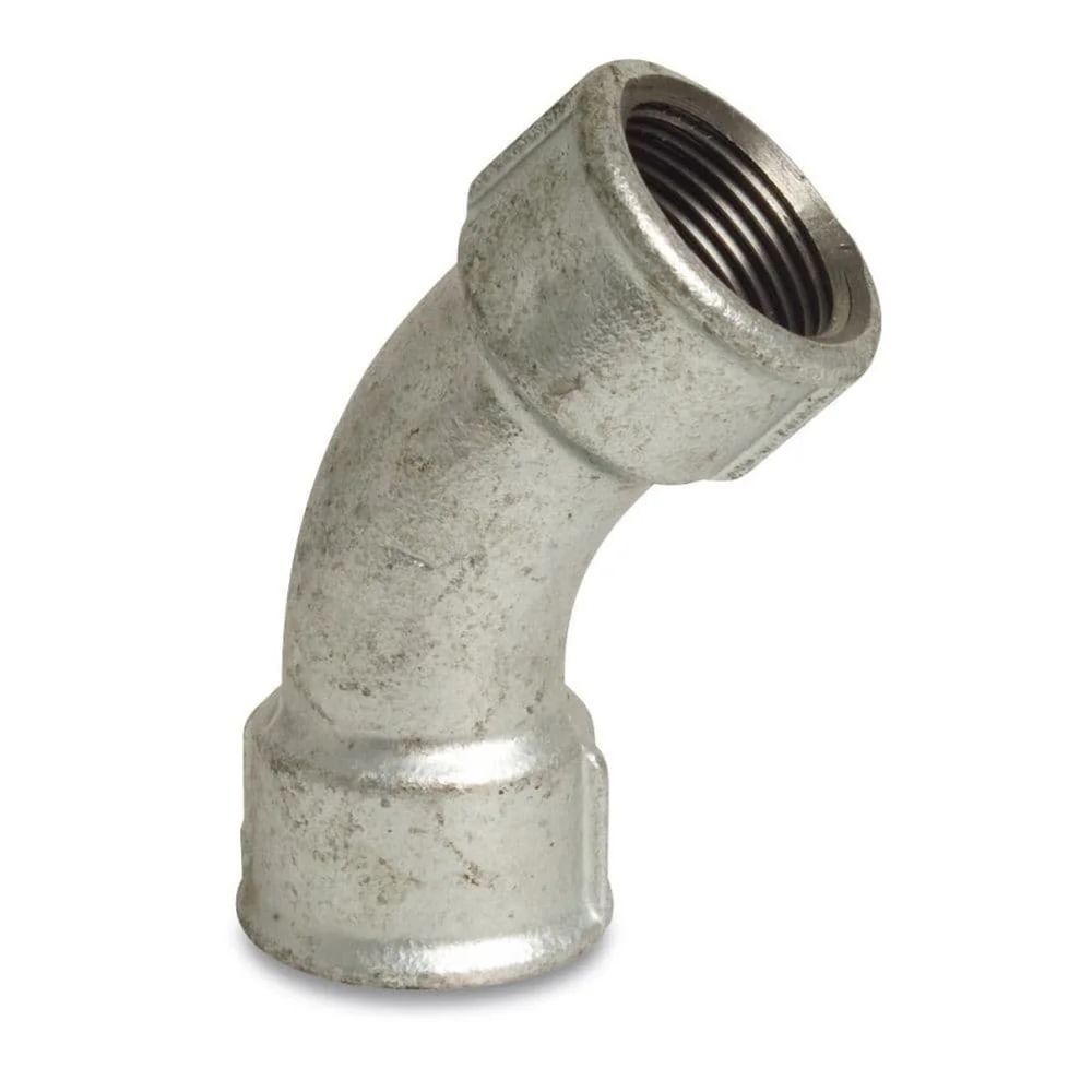 Coude fileté en fonte malléable 45 degrés 1 1/2 pouce - raccord plomberie chauffage