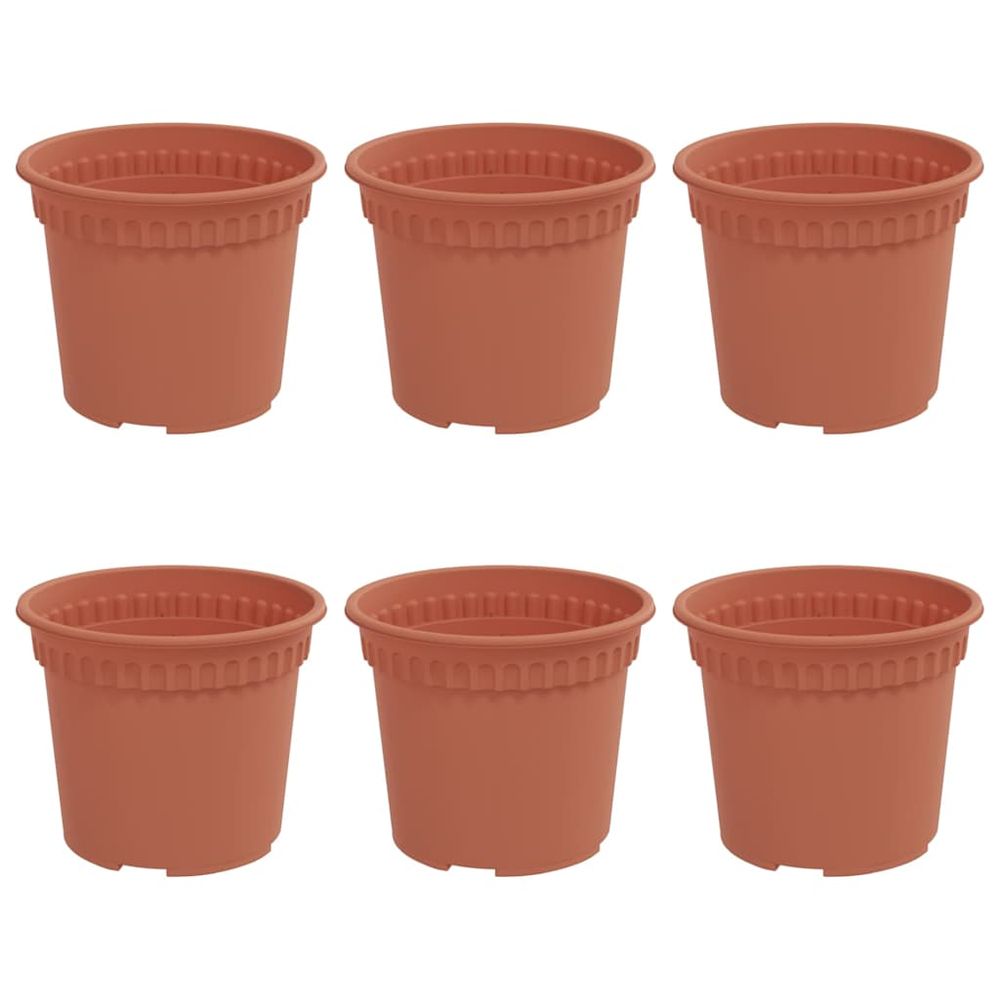 Pot à fleurs rond 6 pc rouge brique ø 12,5 x 10 cm plastique