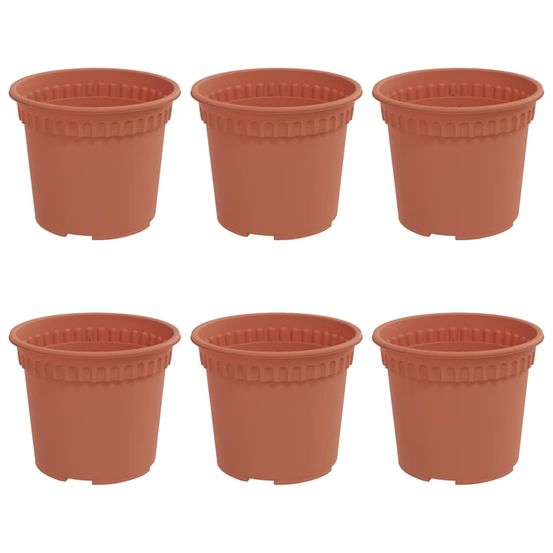 Pot à fleurs rond 6 pc rouge brique ø 12,5 x 10 cm plastique