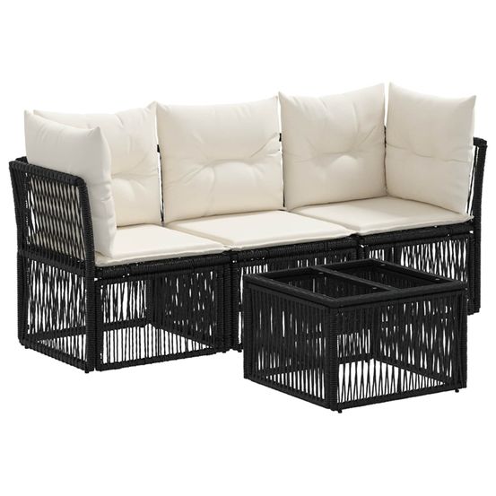 Ensemble de canapé de jardin 4 pc noir polyrotin