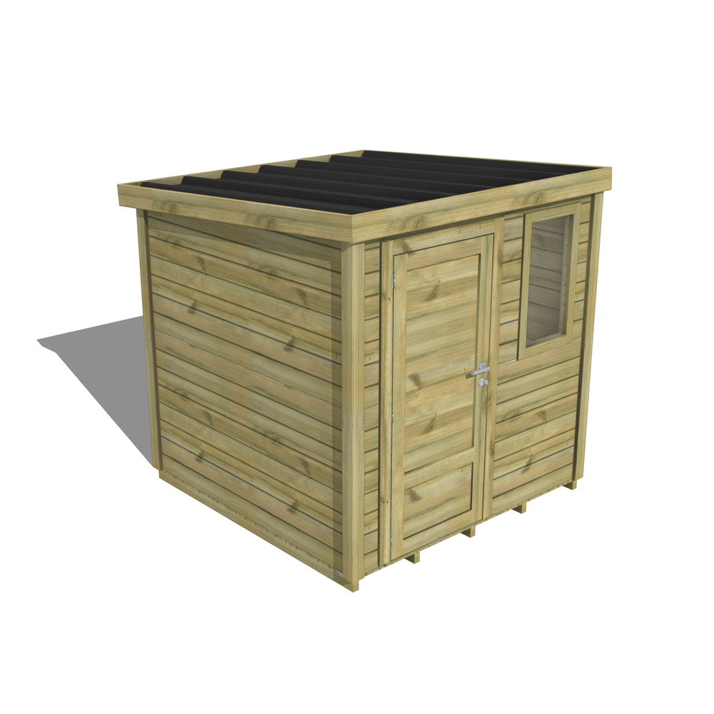 Abri de jardin bois pin traité autoclave 27mm - essentiel - 2,14x2,14m / 5m2 - bac acier - plancher bois