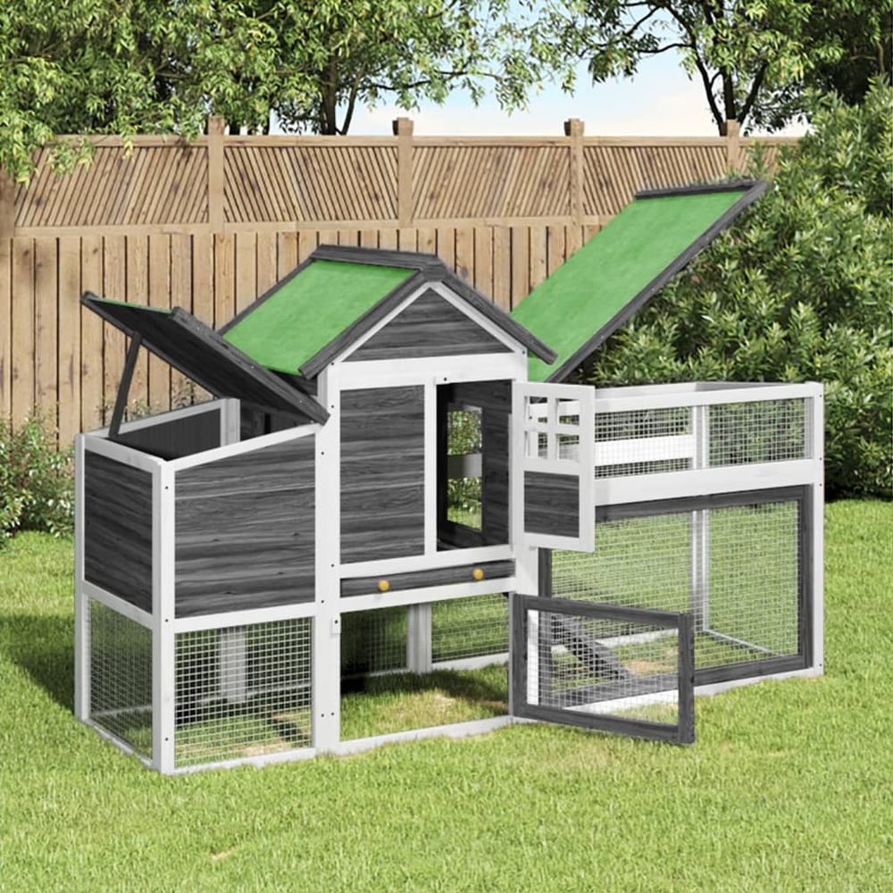 Poulailler en bois de pin avec nichoir pour jardin extérieur gris