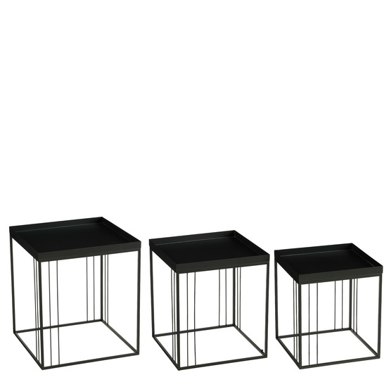 Mica decorations beth table d’appoint – set de 3 – petite table basse set – meuble – petit meuble – fer – 45 x 45 x 52 cm – noir