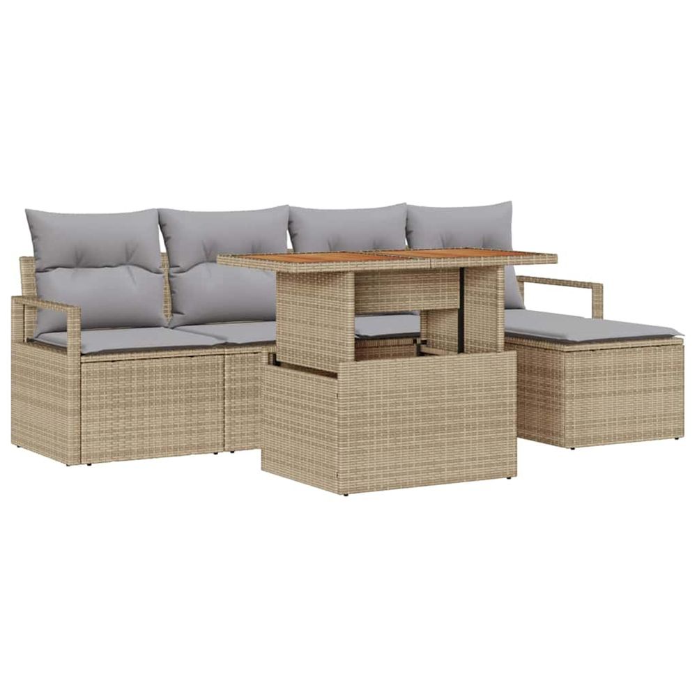 Ensemble de canapé de jardin 6 pc beige polyrotin