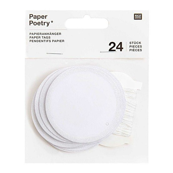 24 étiquettes à suspendre rondes pailletées
