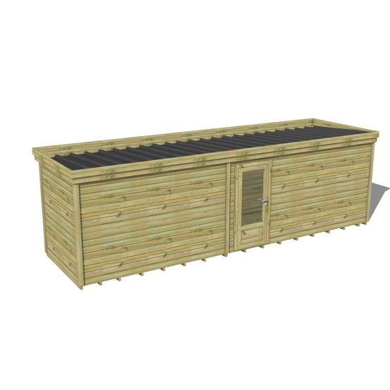 Abri de jardin bois pin traité autoclave 27mm - 8,19x2,14m / 18m2 - bac acier - plancher bois
