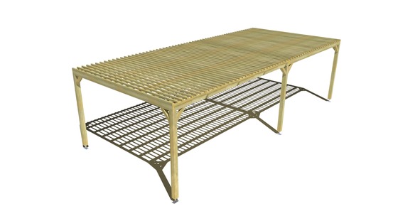 Pergola bois • 9m x 4m • indépendante • sens largeur • lattage bois • livraison comprise
