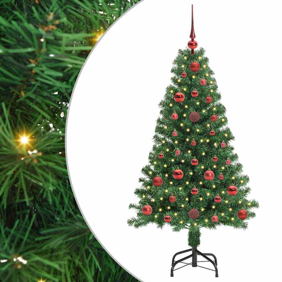 Sapin de noël artificiel vert 120 cm pvc, acier et plastique