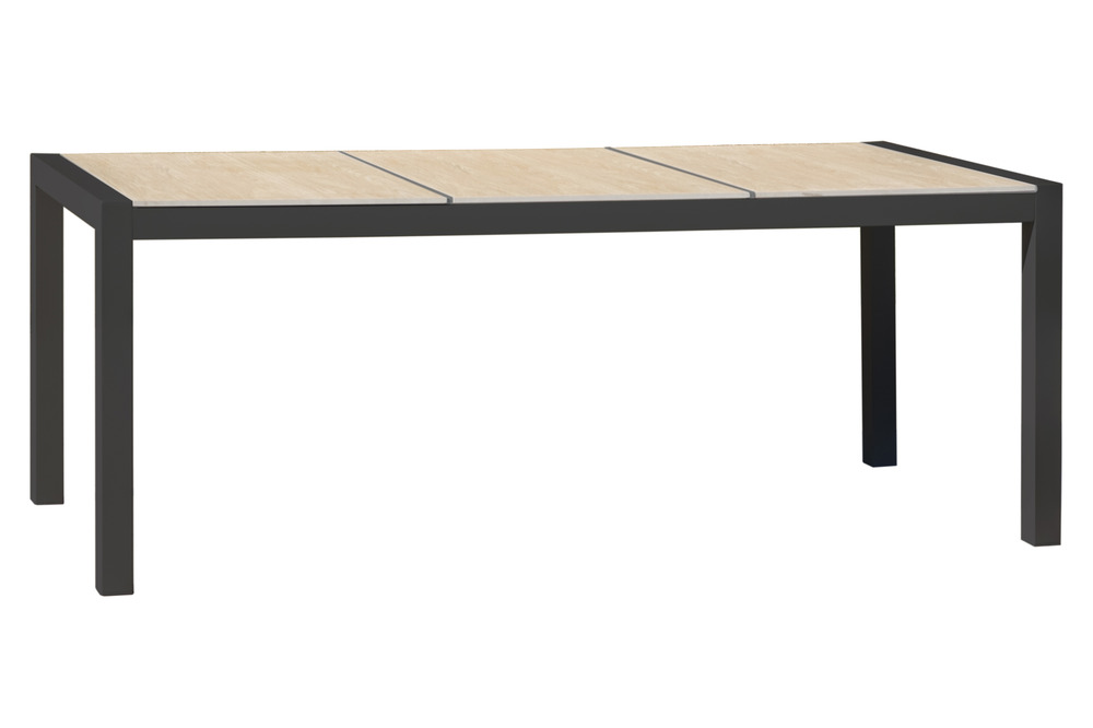 Table de jardin venise en aluminium anthracite plateau céramique beige