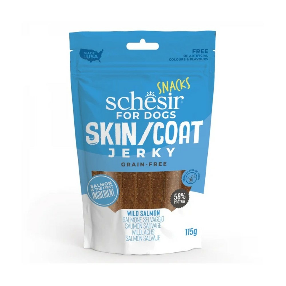 Schesir jerky - saumon friandises snack chien 145 g