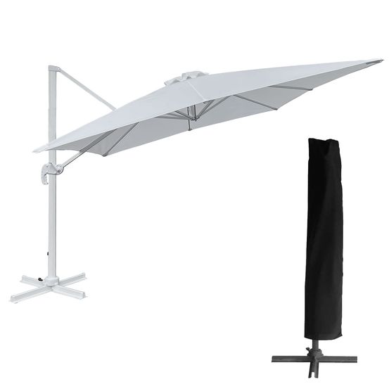 Parasol déporté molokai carré 3x3m blanc + housse