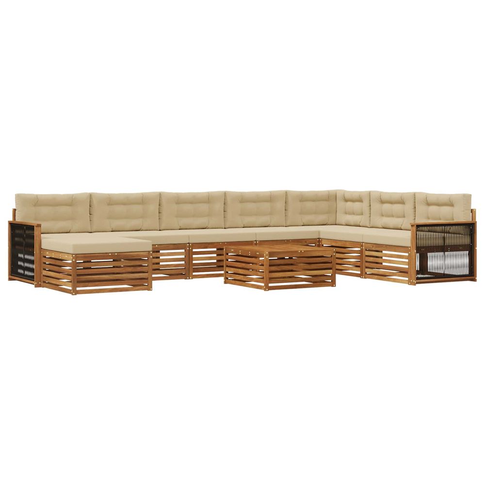 Ensemble de canapés d'extérieur 9 pc naturel et beige