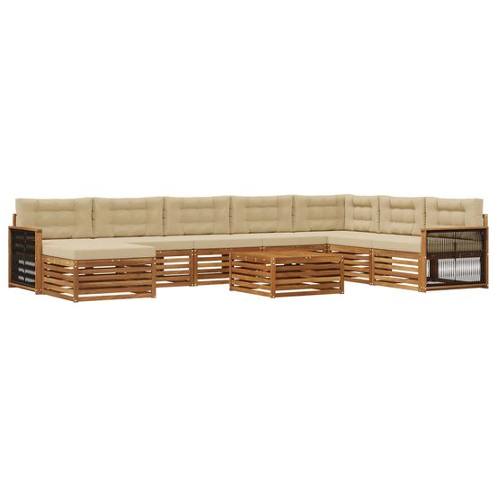 Ensemble de canapés d'extérieur 9 pc naturel et beige