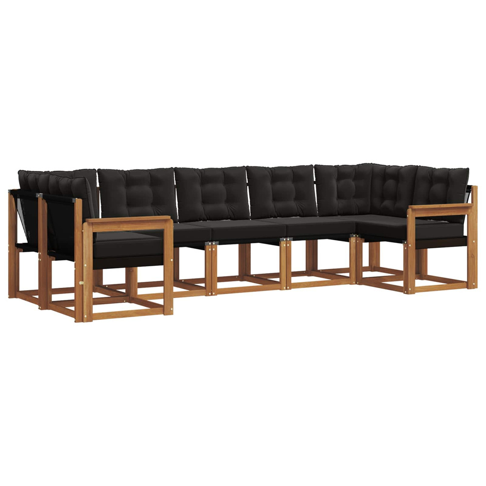 Ensemble de canapés d'extérieur 7 pcs naturel et noir