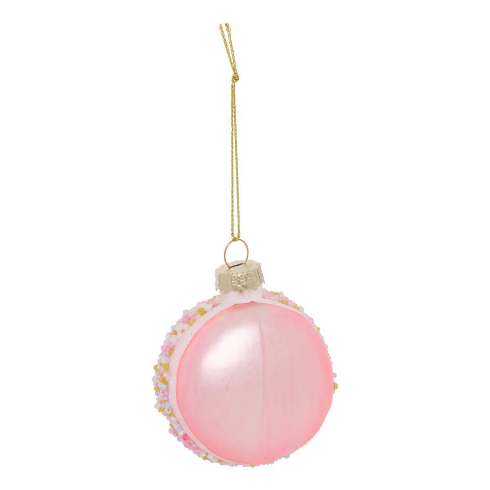 Suspension de sapin macaron en verre pailleté 6 cm