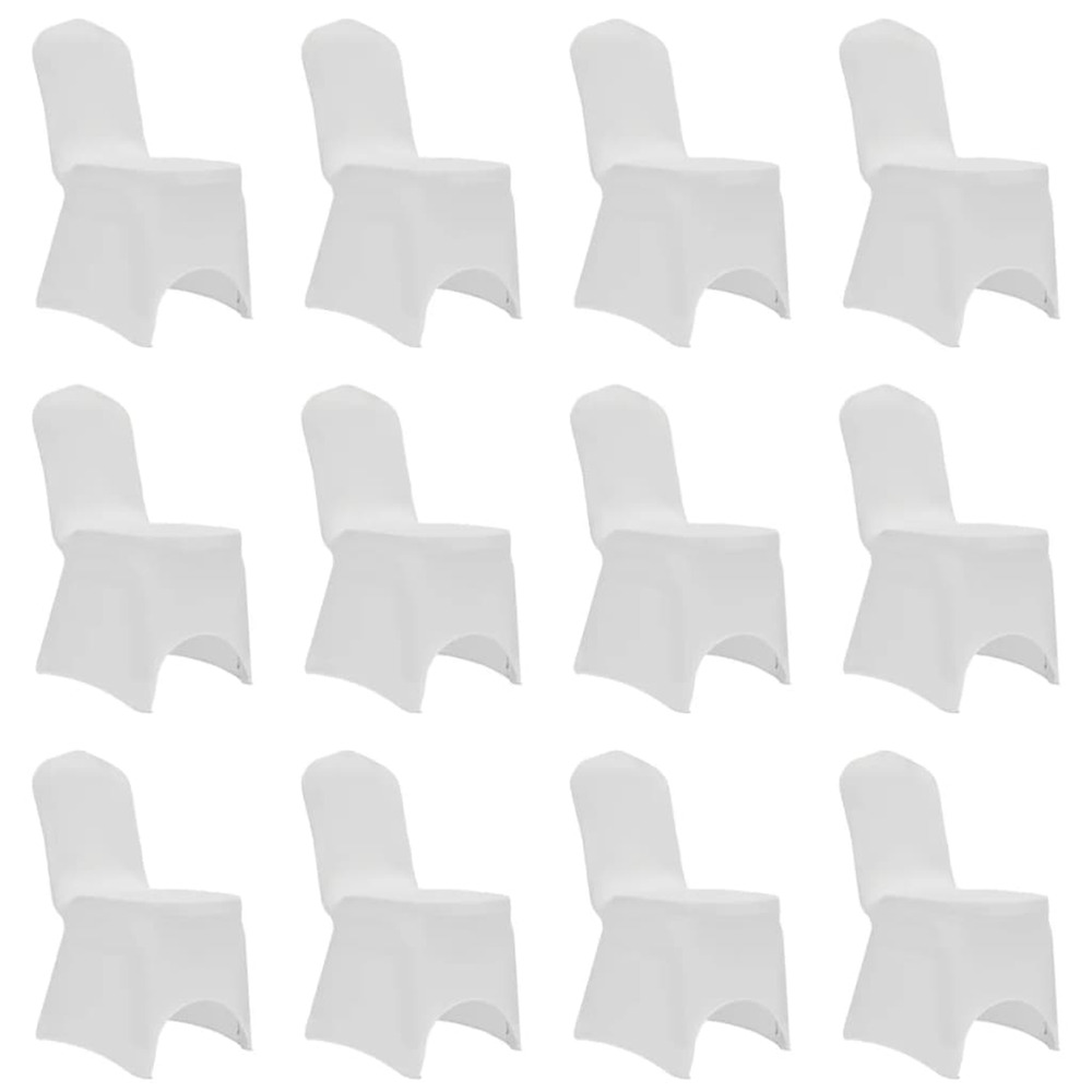 Housses élastiques de chaise blanc 12 pcs