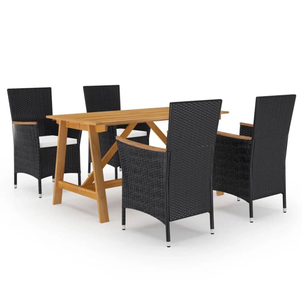 Ensemble à manger de jardin 5 pcs noir