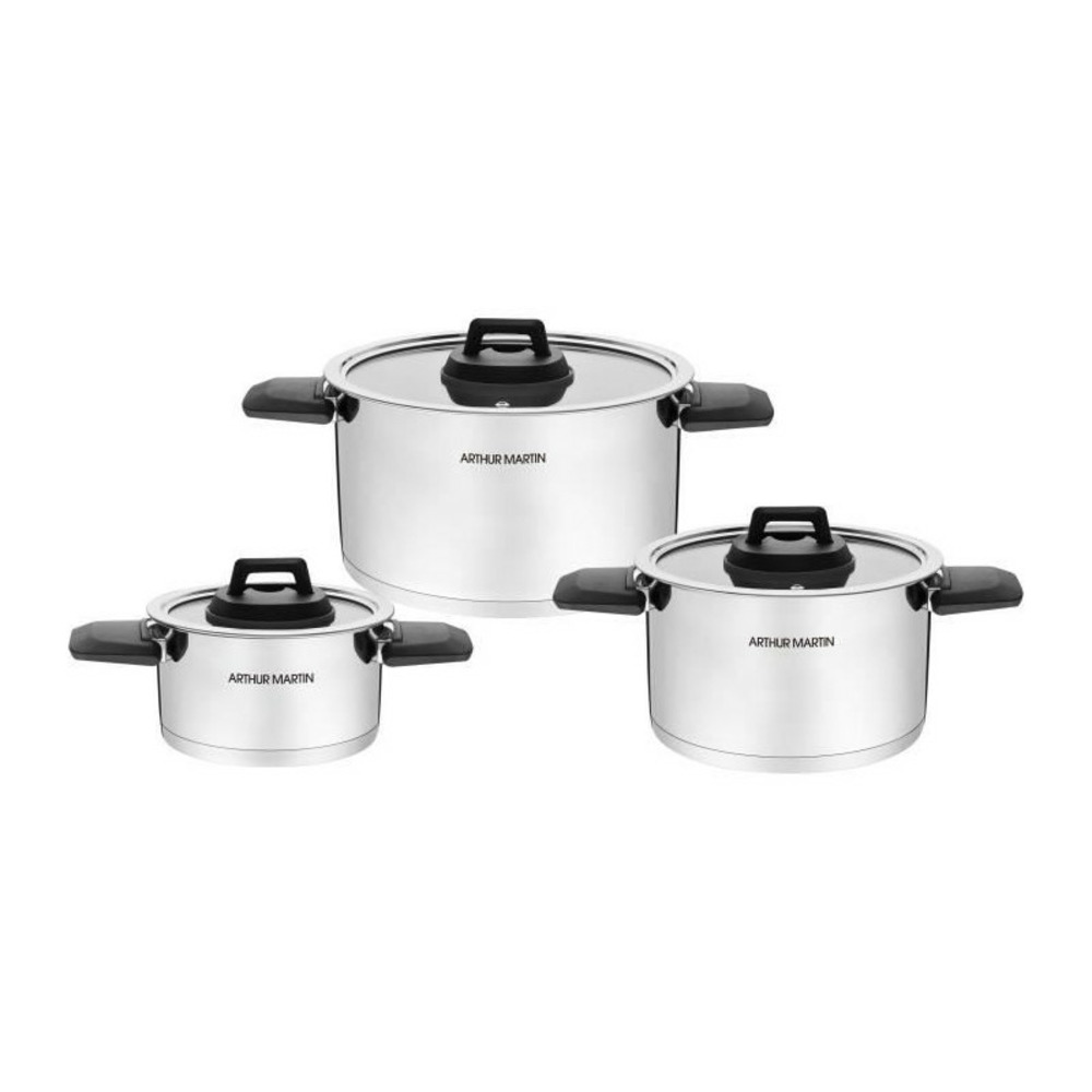 Set de 3 marmites avec poignées rabattables arthur martin - am6321