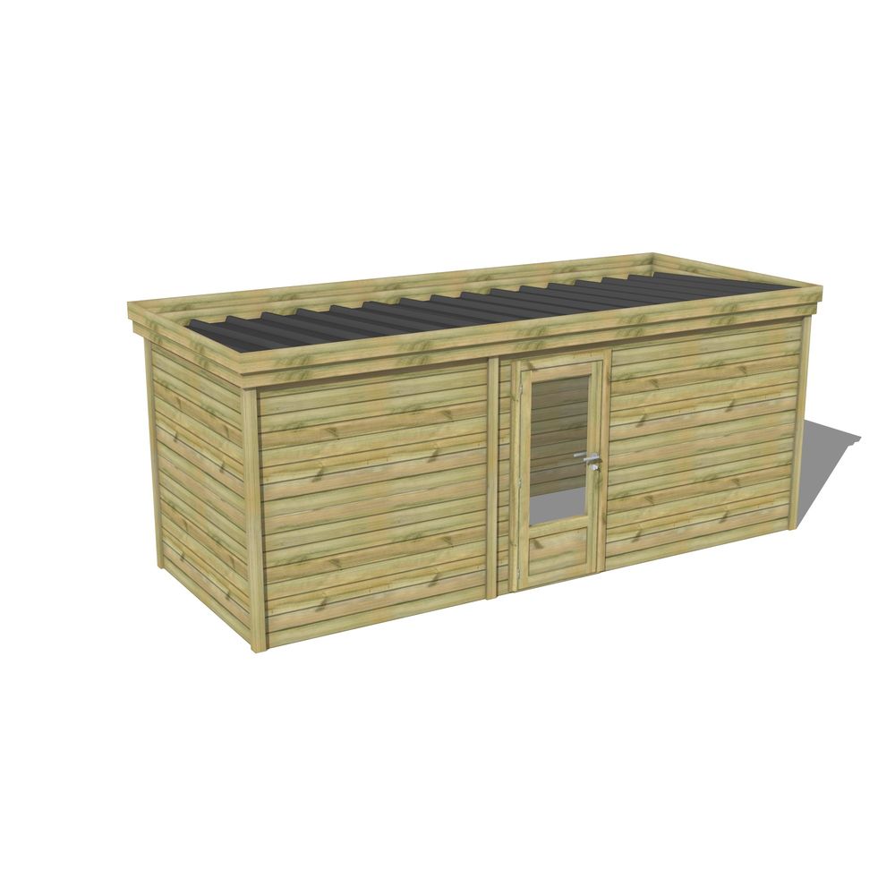Abri de jardin bois pin traité autoclave 27mm - 5,495x2,14m / 12m2 - bac acier - abri français