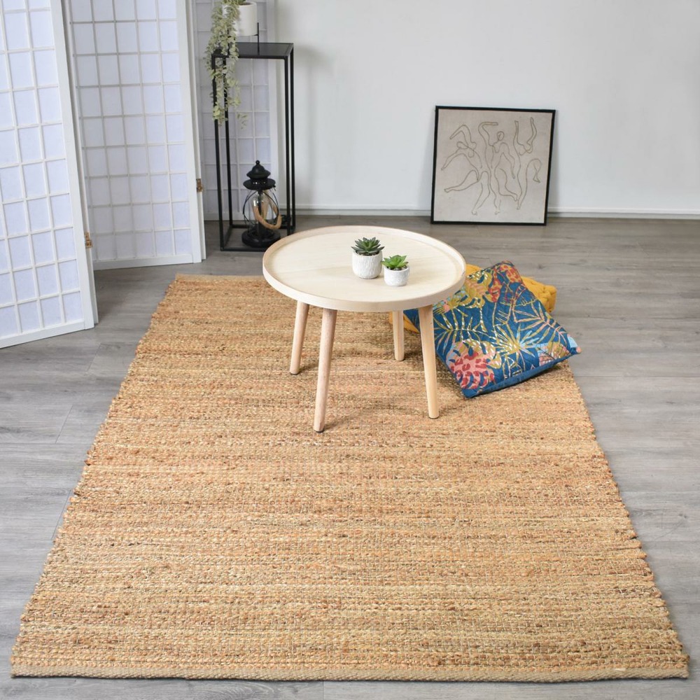 Tapis en jute 80x150 fait à la main beige nature 1
