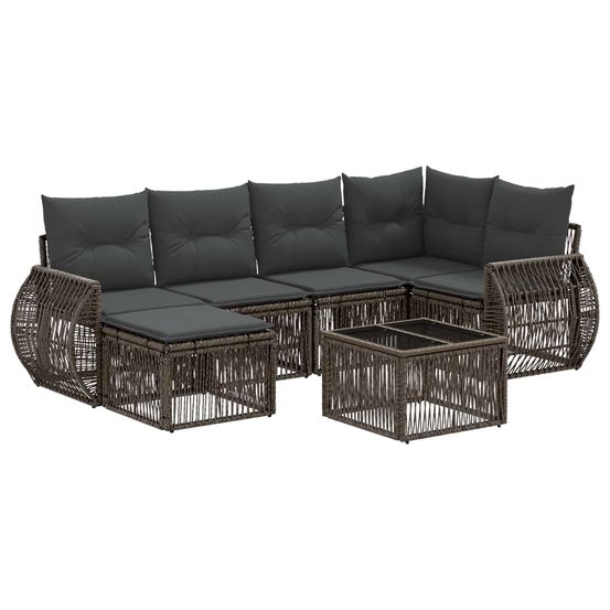 Ensemble de canapé de jardin 7 pc gris et gris foncé polyrotin