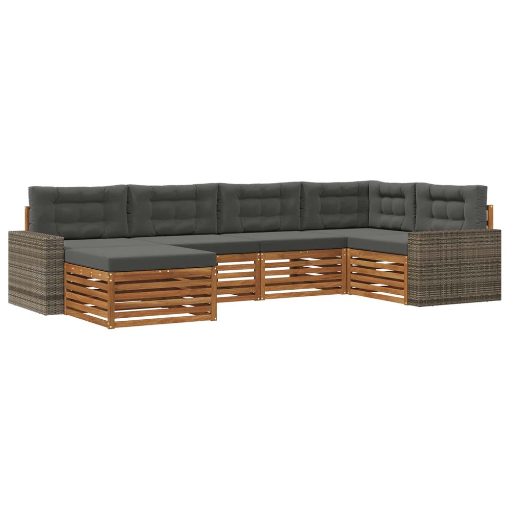 Ensemble de canapés d'extérieur 6 pc naturel et anthracite