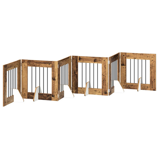 Porte de chien pliable avec supports 6 pcs bois ancien 362 cm