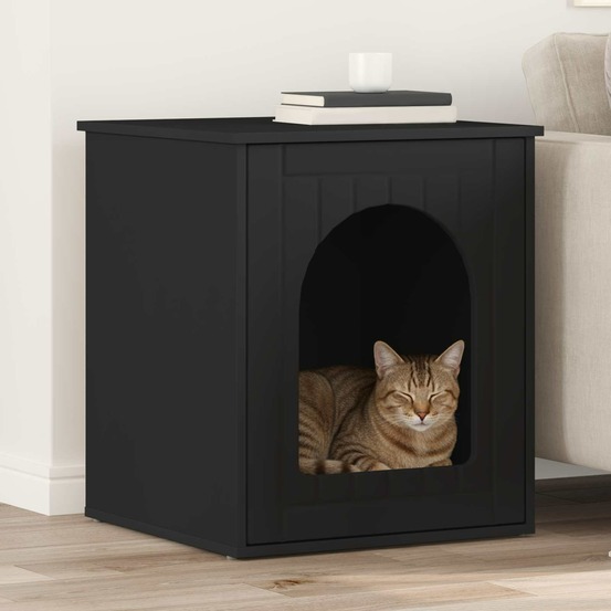 Maison pour chat noir 53 x 52 x 62 cm bois d'ingénierie