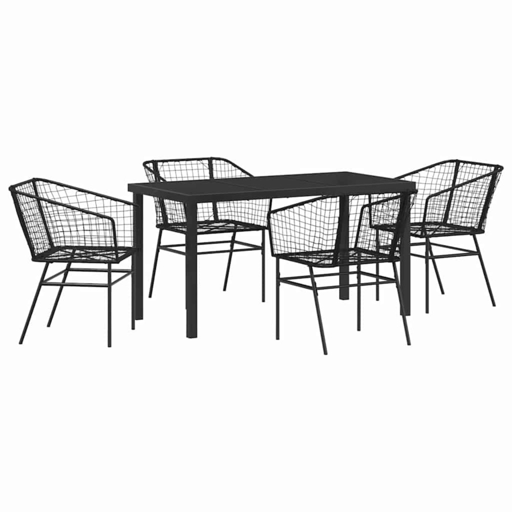 Ensemble de salle à manger pour jardin 5 pcs noir polyrotin