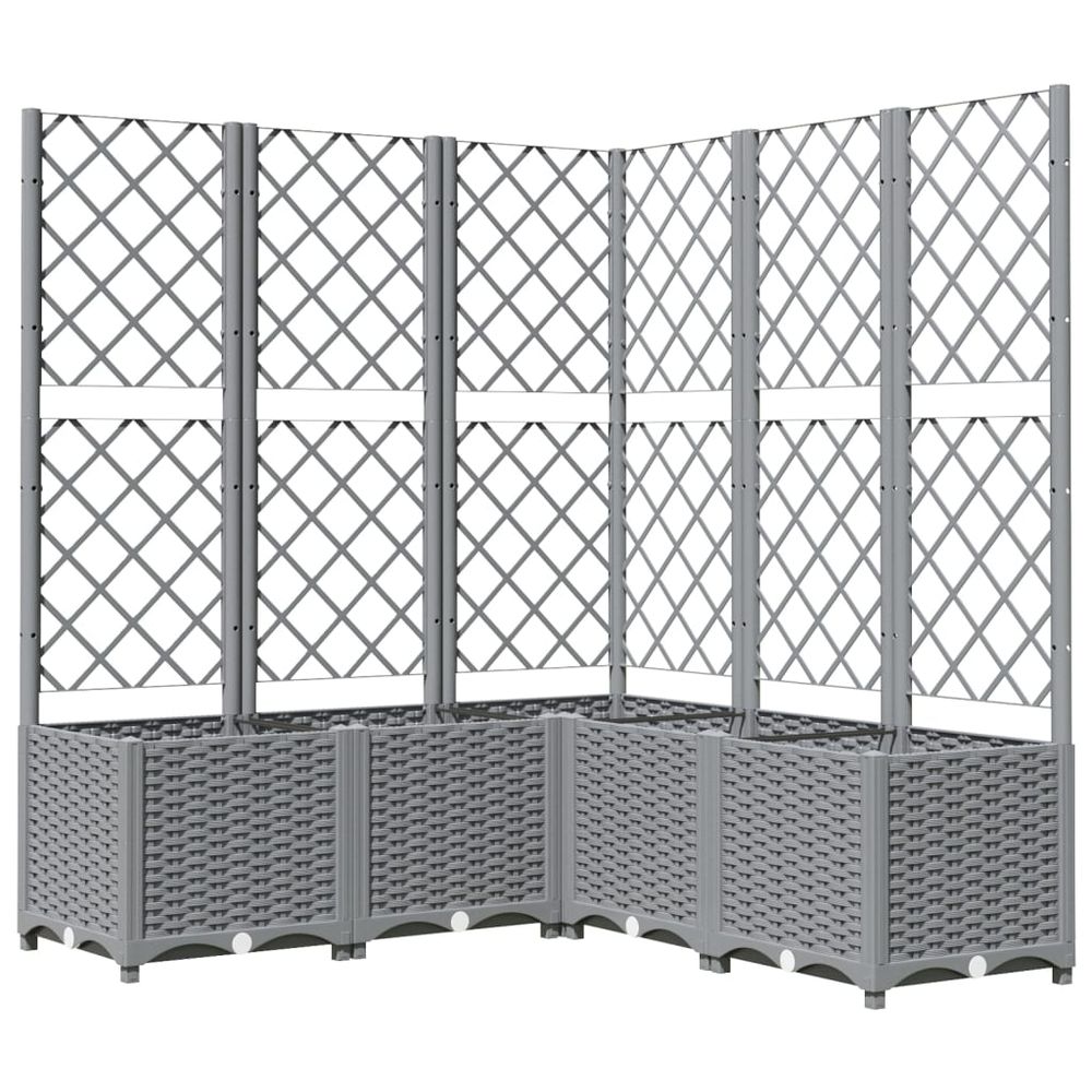 Jardinière avec treillis gris clair 120x120x136cm polypropylène