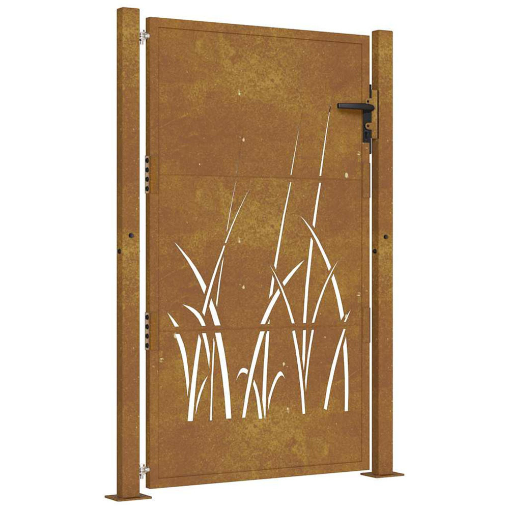 Portail de jardin 100x150 cm en acier corten avec motif gazon