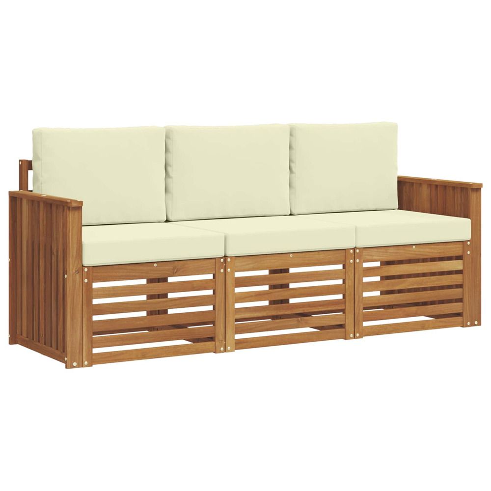 Ensembles de canapés 3 pc naturel et crème bois d'acacia massif
