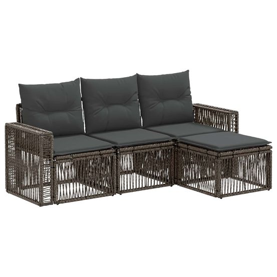 Ensemble de canapé de jardin 4 pc gris et gris foncé polyrotin