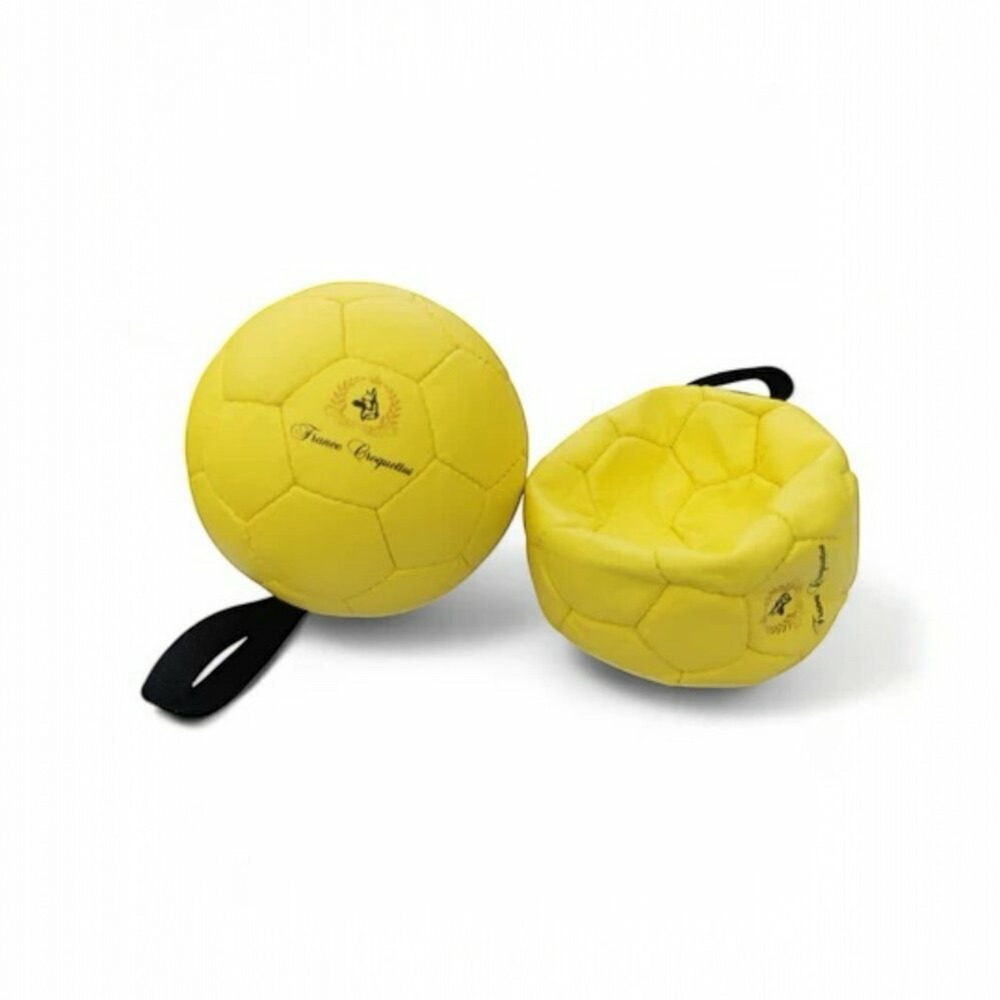 Ballon gonflable en cuir veritable avec poignee 18cm pour chien, francecroquettes