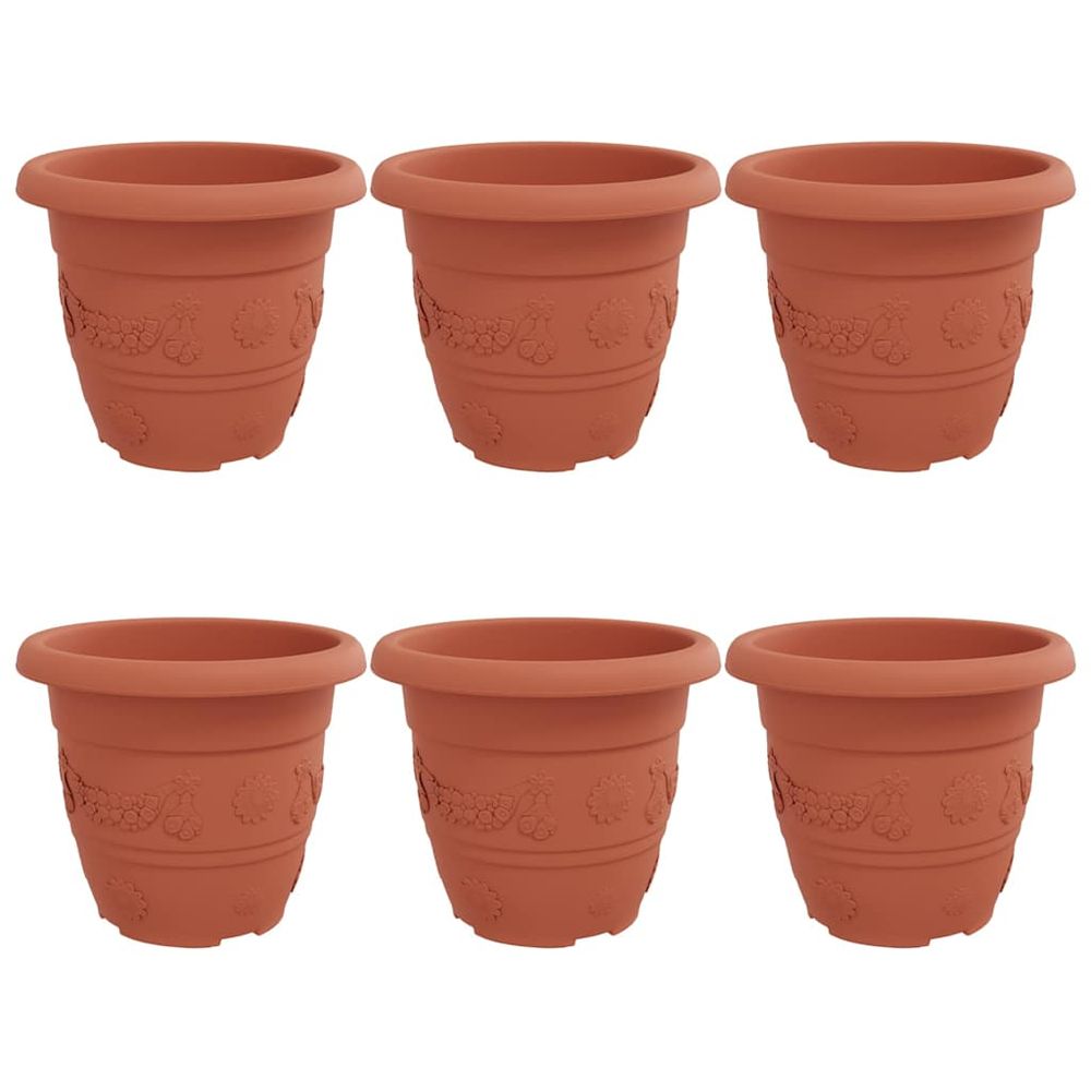 Pot à fleurs rond 6 pc rouge brique ø 30 x 25 cm plastique