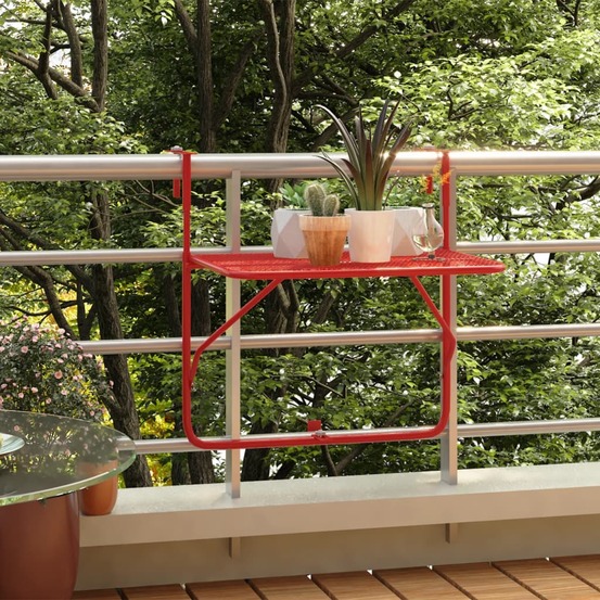 Table de balcon rouge 60x40 cm acier