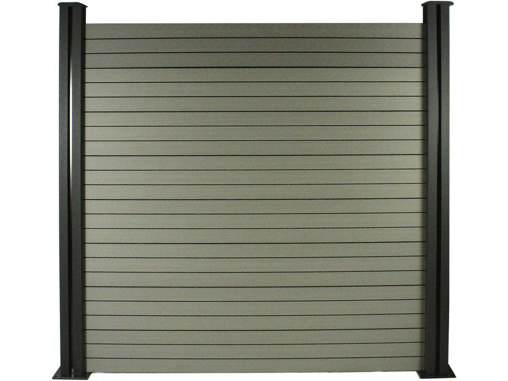 Kit clôture 4.8 x 1.2 m composite - kit de fixation offert - gris