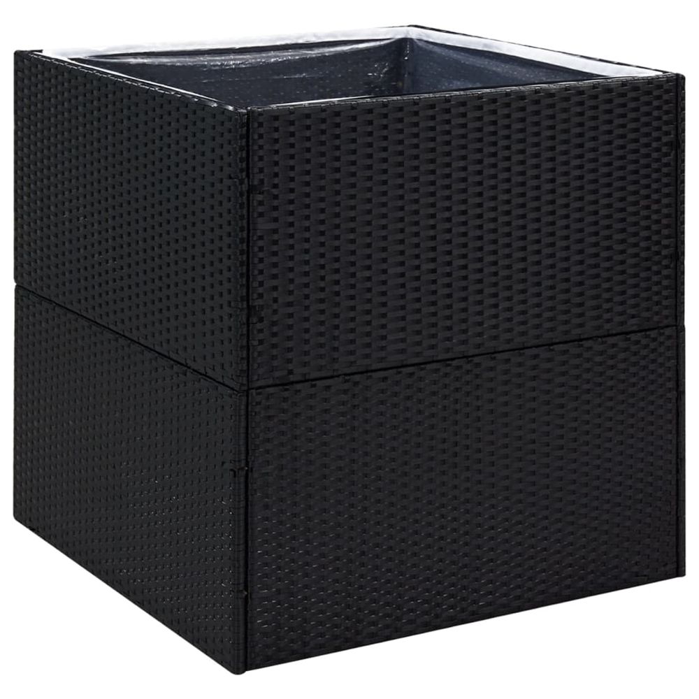 Jardinière d'extérieur noir 80x80x80 cm résine tressée