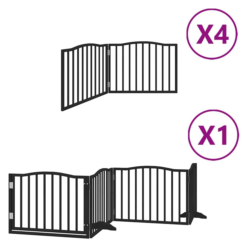 Barrière pour chien porte pliable 12panneaux noir bois peuplier