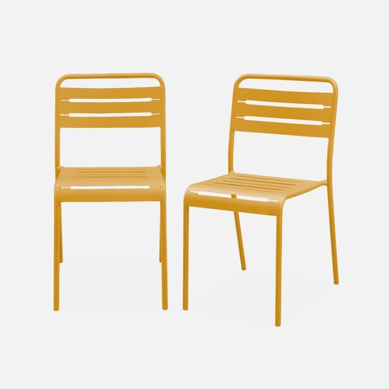 Lot de 2 chaises de jardin acier, amélia l44 x p52 x h79cm