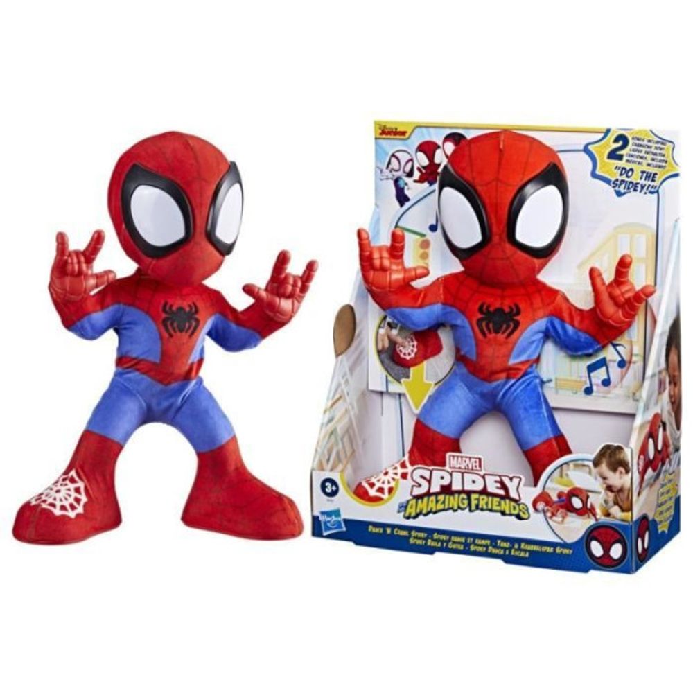 Spidey danse et rampe, peluche interactive avec musique et sons, jouets de super-héros a partir de 3 ans, spidey et ses amis e