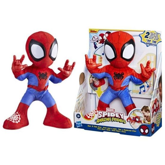 Spidey danse et rampe, peluche interactive avec musique et sons, jouets de super-héros a partir de 3 ans, spidey et ses amis e