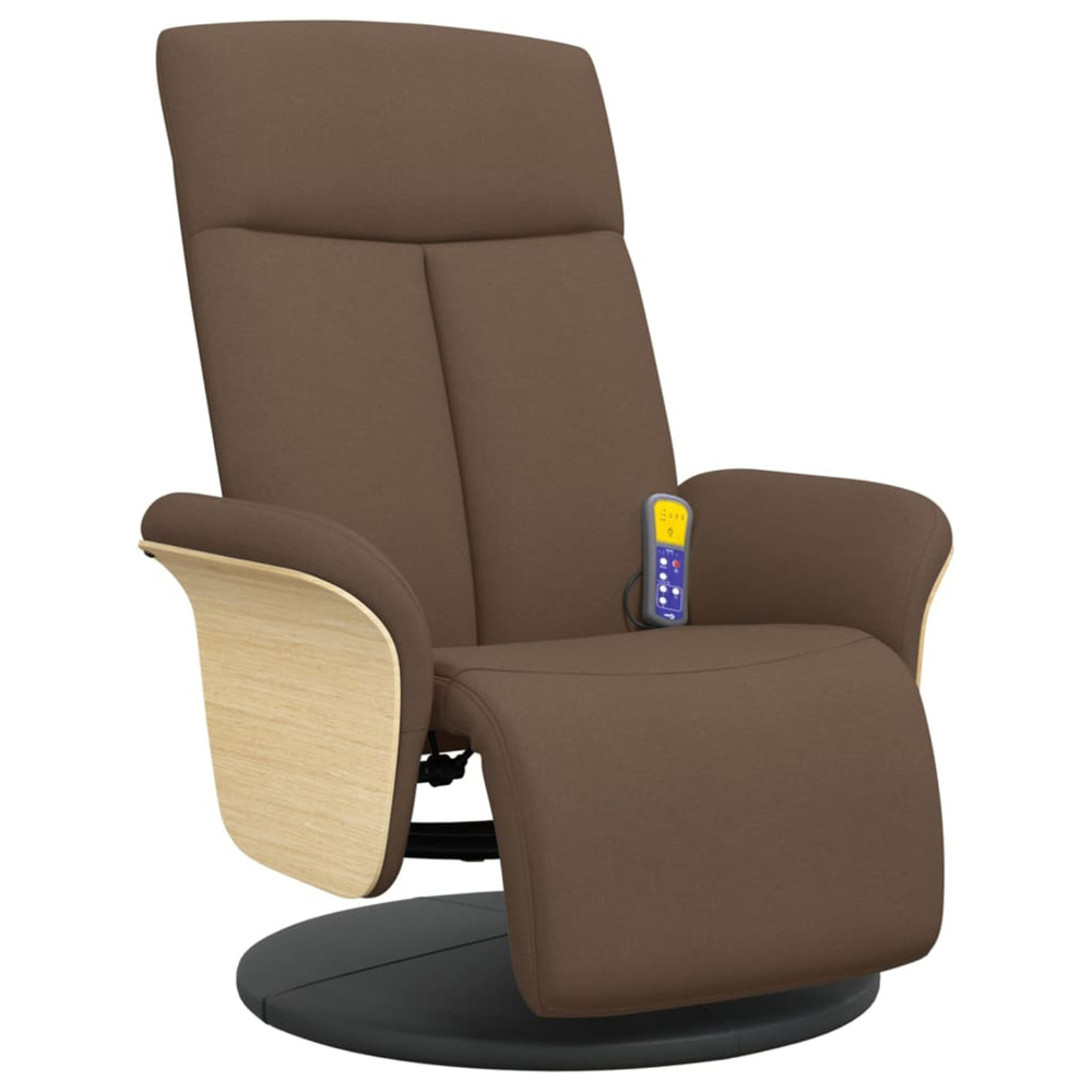 Fauteuil inclinable de massage avec repose-pieds marron tissu